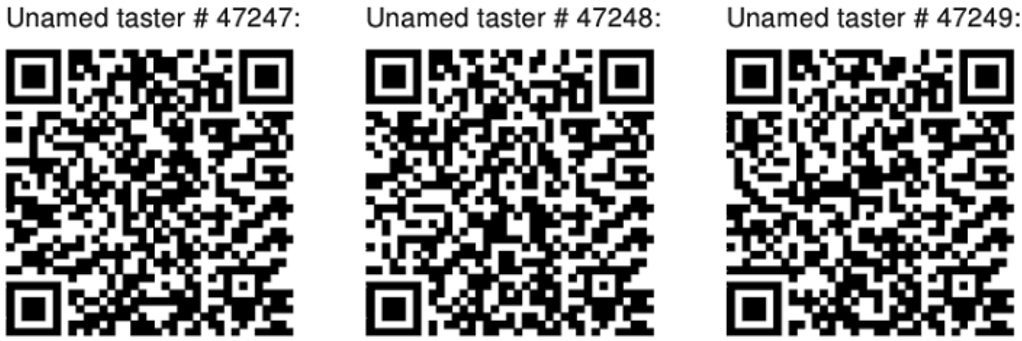 Sensory Test Taster QR codes